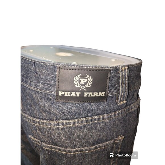 Phat Farm Mens Slim Straight Leg Denim Jeans 36x32 Dark Blue Wash Vintage - Picture 8 of 9